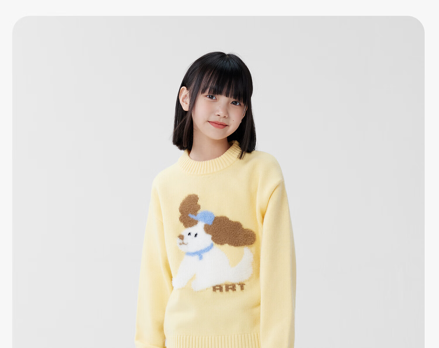 Zuo Xi Girls' Sweater Autumn Winter 2025 New Plush Inner Wear Cute Pet Children's Knitwear Trendy Light Yellow 160 6